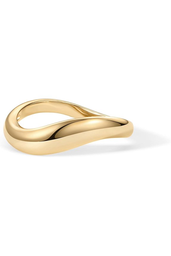 14K Gold Plated Wavy Stackable Ring for Women | Twisted Wave Band | Delicate Eternity Rings