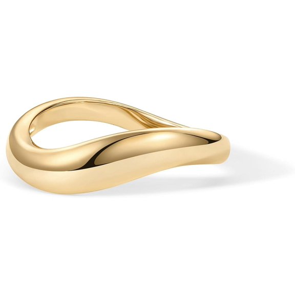 14K Gold Plated Wavy Stackable Ring for Women | Twisted Wave Band | Delicate Eternity Rings