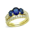 thumbnail image 1 of 14K Gold Plated Women's Oval Cut Blue Montana AAA Cz Wedding Ring Set Size 5, 1 of 5