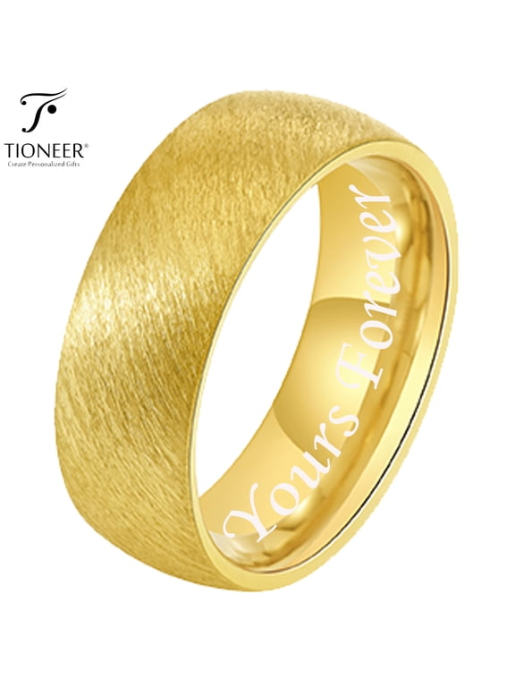 14K Gold Plated or Black IP Brushed Tungsten Ring High Polished Inside for Men and Women 8mm Comfort Fit w/ Free Engraving Options