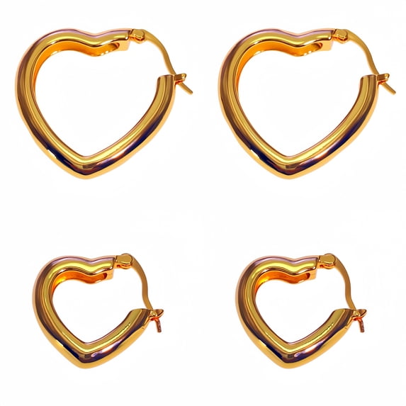 14K Gold Plating Heart Hoop Earrings for Women Small Heart Big Heart Shaped Huggie Hypoallergenic Cartilage Huggies Earings for Jewelry Gifts 2 Pairs