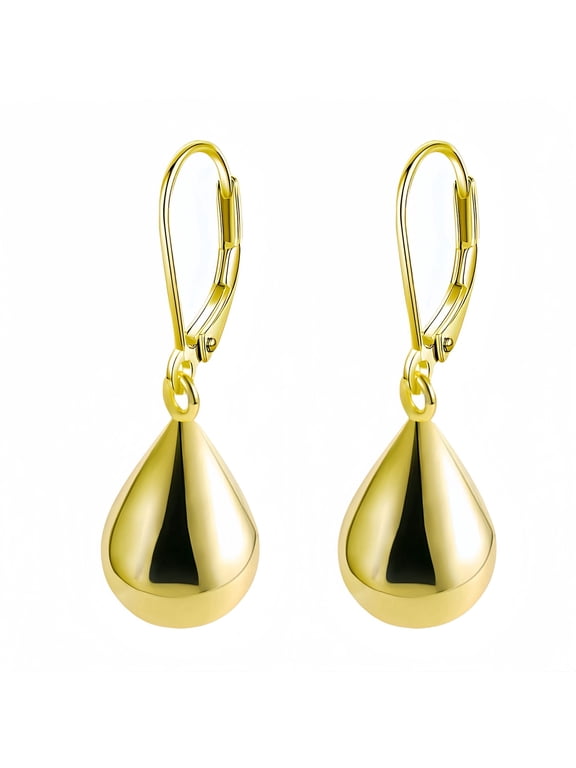 14K Gold Plating Teardrop Leverback Earrings for Women s Waterdrop Tear Drop Dangle Earrings Jewelry Hypoallergenic Silver Teardrop Leverback Dangle Earring for Women Gifts
