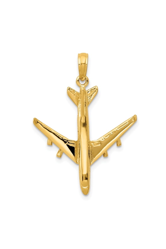 14K Gold Polished 3D Jet Pendant Jewelry FindingKing