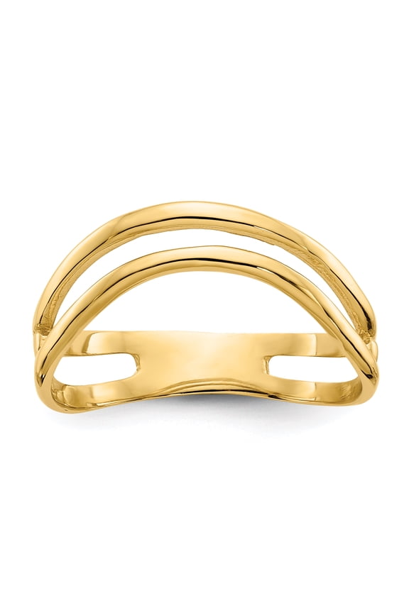 14K Gold Polished Double Wave Fashion Thumb Ring