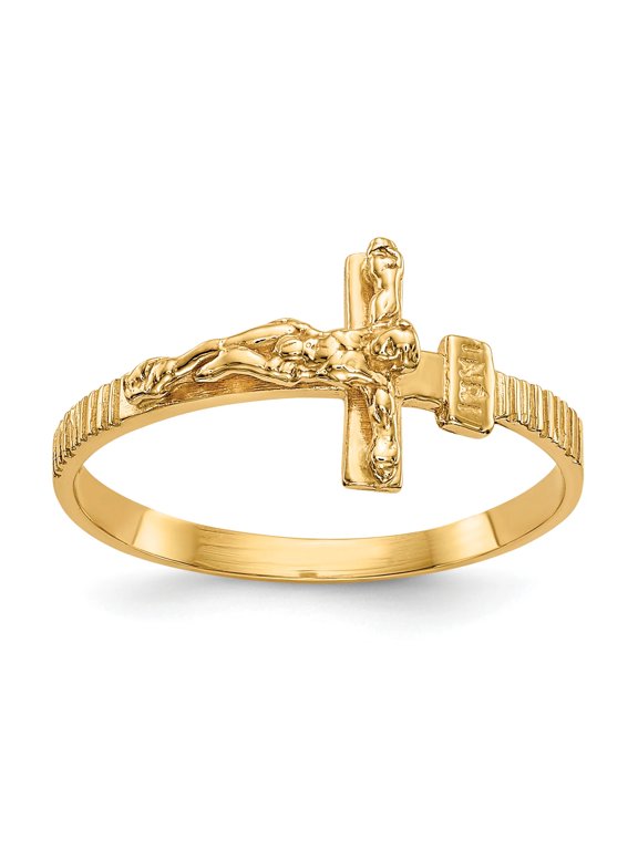 14K Gold Polished Jesus Band Ring