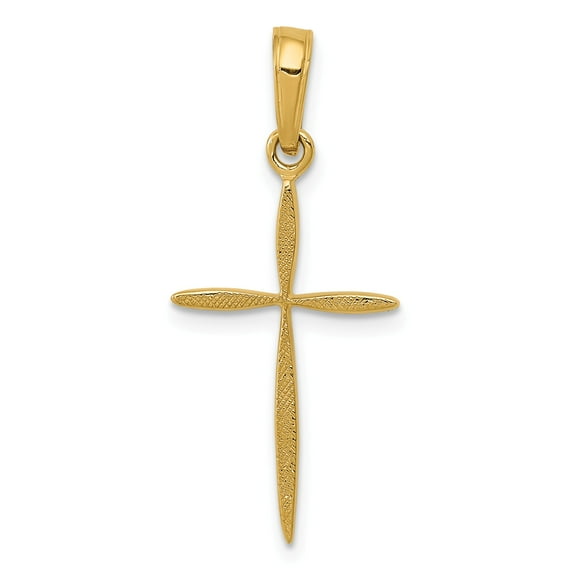 14K Gold Polished Stick Cross With Tapered Ends Pendant