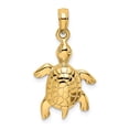thumbnail image 1 of 14K Gold Polished Turtle With Textured Shell Charm, 1 of 4