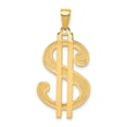 thumbnail image 1 of 14K Gold Polished and Textured Dollar Sign Pendant, 1 of 3