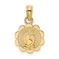 thumbnail image 1 of 14K Gold Praying Hands And Cross On Scalloped Round Disk Charm, 1 of 4
