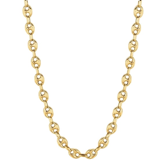 14K Gold Puffed Mariner Chain