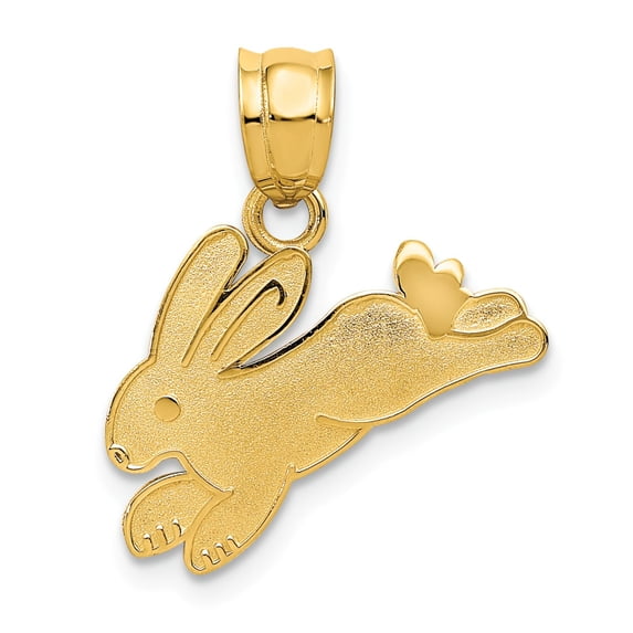 14K Gold Rabbit Charm Pendant Jewelry 13.5 x 18 mm