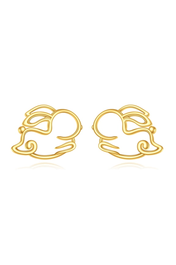 14K Gold Rabbit Stud Earrings for Women Gold Bunny Easter Stud Earrings Cute Animal Jewelry Gifts for Ladies Mom Sisters