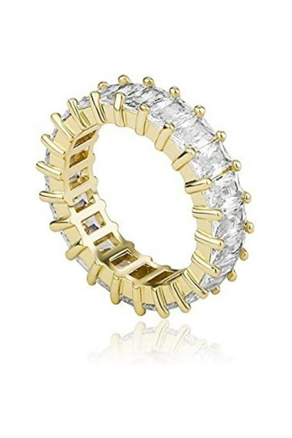 14K Gold Radiant Cut Mossanite Ring, Hip-Hop Style Eternity Ring, Forever Starts with this Sparkle,Father's Day Gift