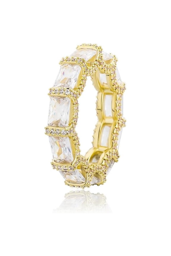 14K Gold Radiant Cut Mossanite Ring, Men's Hip-Hop Style Ring, Illuminate His Day with This Stunner,Fathers Day From Son