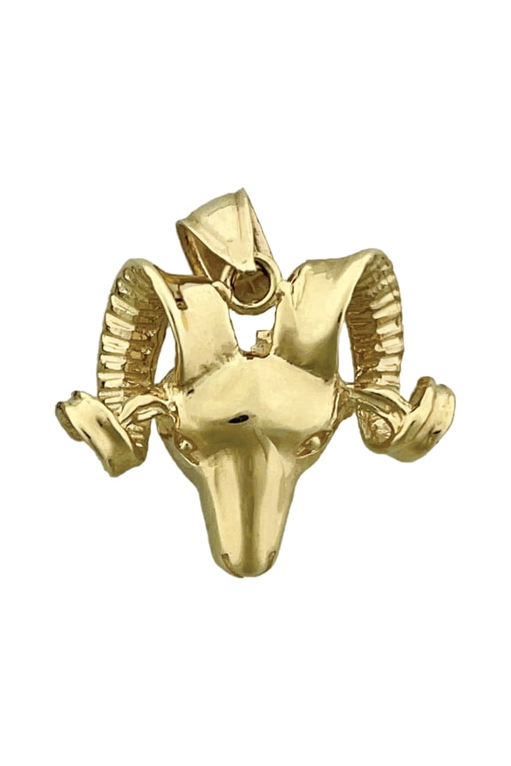 14K Solid Gold Ram Head Pendant