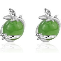 14K Gold Real Natural Jade Leaf Bud Earrings, Green Jade Studs, Delicate Jade Jewelry Gift for Girlfriend's Freshness