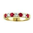 thumbnail image 1 of 14K Gold Ring 0.27 CTTW Round Diamonds & Natural Heated Rubys Prong Set Band - Size 4, 1 of 1