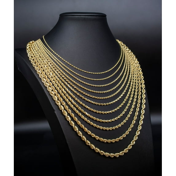 14K Gold Rope Chain Gold Rope Chain Necklace 2mm 2.3mm 2.5mm 3mm 3.5mm 4mm 6mm 18-26 inches, 14K Gold Rope Chain, 14K Gold Chain, Men Women (Width:4.5mm; Necklace length:26;)