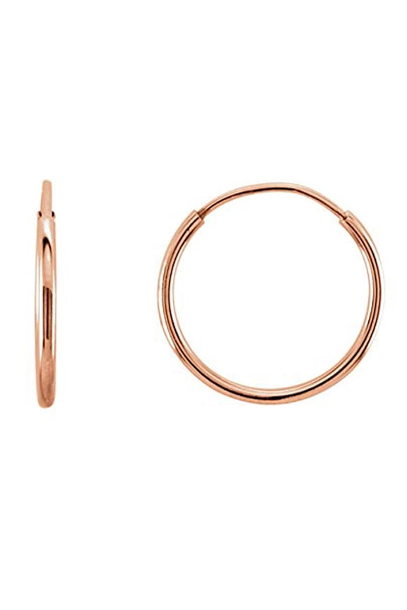 14K Gold Round Endless Hoop Earrings, 10mm
