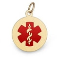 thumbnail image 1 of 14K Gold Round Medical Pendant W/ Enamel - 1 Inch X 1 Inch, 1 of 1