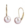 thumbnail image 1 of 14K Gold Round Pink Freshwater High Luster Cultured Pearl Leverback Earrings - AAAA Quality, 1 of 6