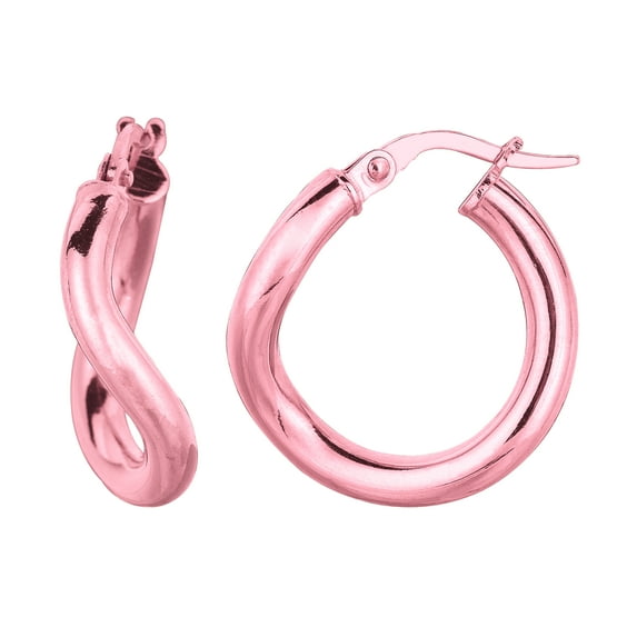 14K Gold Round Wavy Hoop Earrings, 20mm