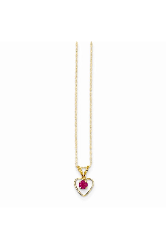 14K Gold Ruby Heart Birthstone Necklace Elegant July Gift