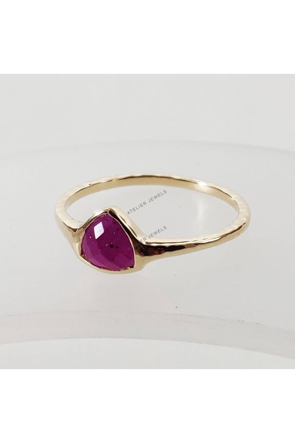14K Gold Ruby Ring, Bridesmaids' Alternative Engagement Ring, Natural Ruby Solid Yellow Gold Ring, July Birthstone, Ruby Jewelry