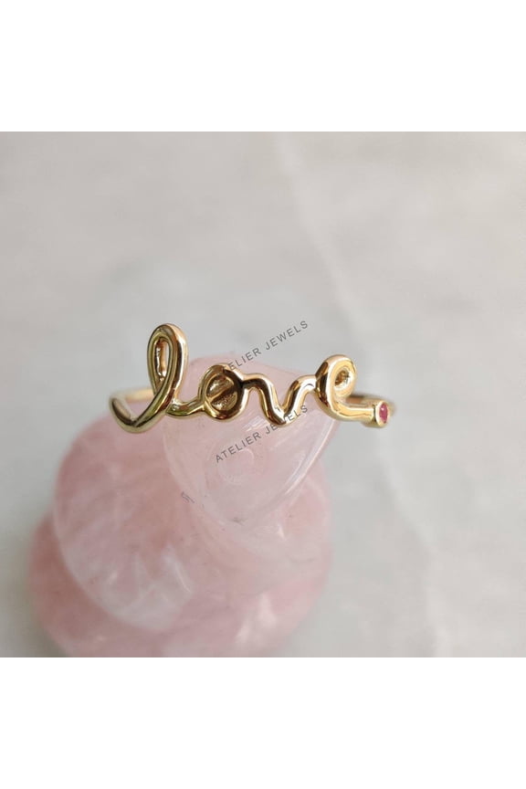 14K Gold Ruby Ring, Bridesmaids' And Alternative Engagement Ring, Natural Ruby Solid 14K Yellow Gold Ring, Valentine Gift, Love Ring