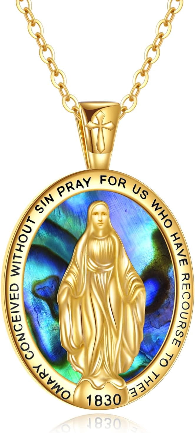 Saint Chain 14K Gold Saint Benedict Necklace Religious Pendant Patron Saint Pendant ...