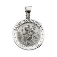 thumbnail image 1 of 14K Gold Saint Christopher Religious Medal [H] - 3/4 Wide Inch X 3/4 Inch Tall - Solid 14k White Gold, 1 of 1