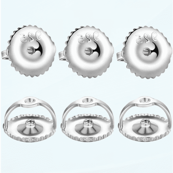 14K Gold Screw On Earring Backs,925 Stering Silver Threaded Screw Earring Backs for Diamond Studs,Hypoallergenic Earring ScrewBacks Fit Post Sizes 0032"3Pair