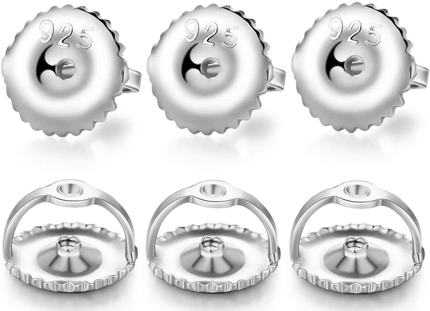 14K Gold Screw On Earring Backs,925 Stering Silver Threaded Screw