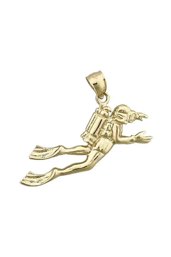 14K Gold Scuba Diver Pendant