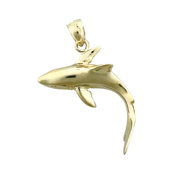14K Gold Shark with Dorsal View Pendant