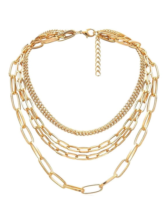 14K Gold & Silver Plated Layered Necklaces for Women, Dainty Pendant & Chunky Cuban Choker Set, Non Tarnish Trendy Birthstone Jewelry Gifts for Mom