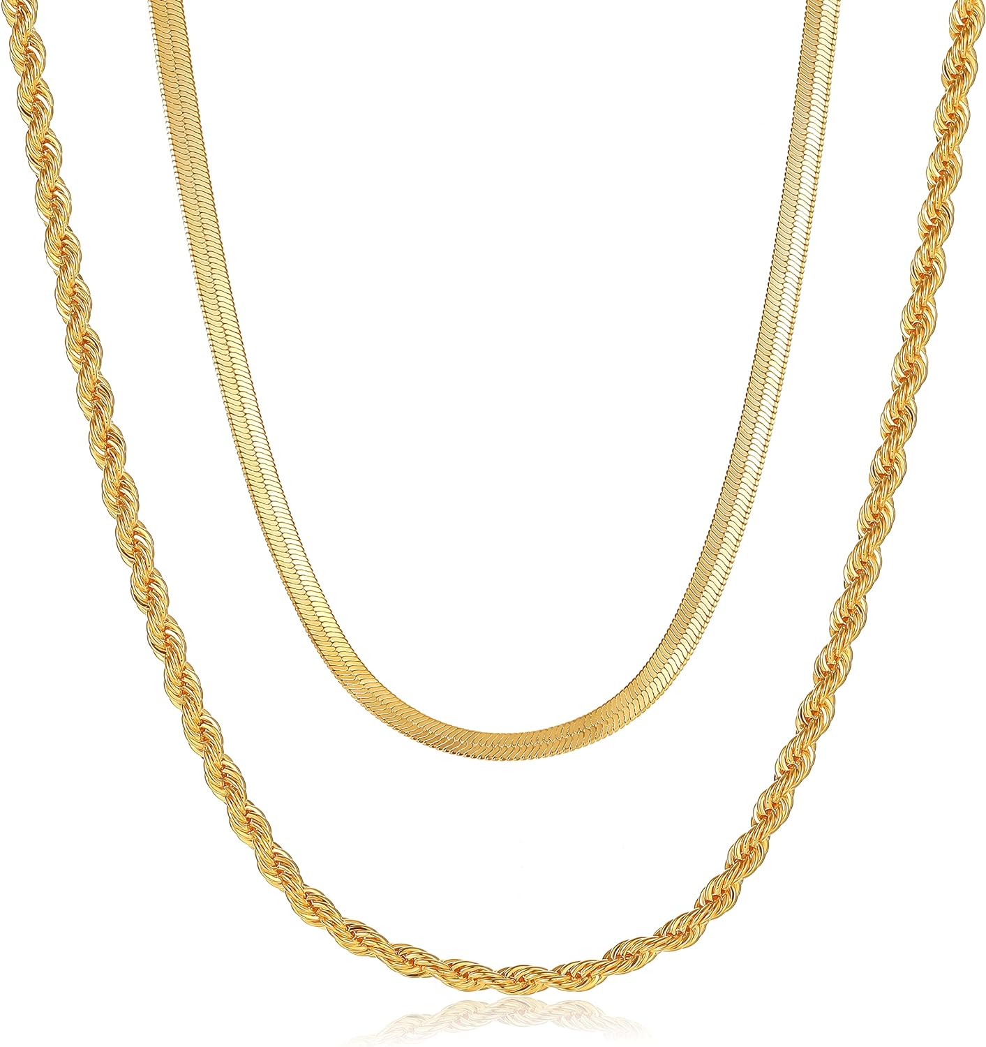 14K Gold/Silver Plated Snake Chain Necklace Herringbone Necklace Gold
