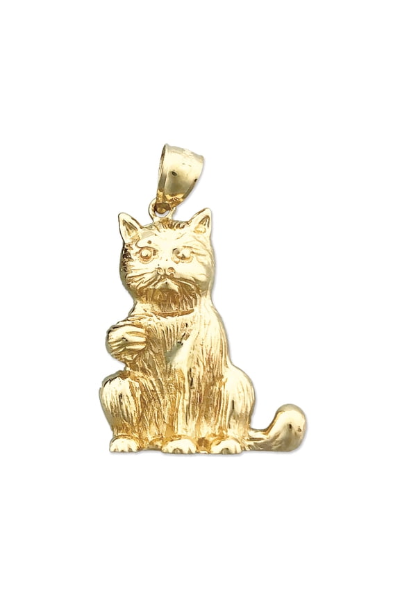 14K Gold Sitting Cat Pendant