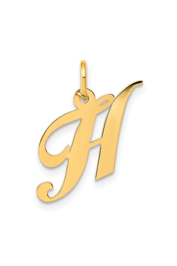 14K Gold Small Fancy Script Letter H Initial Charm