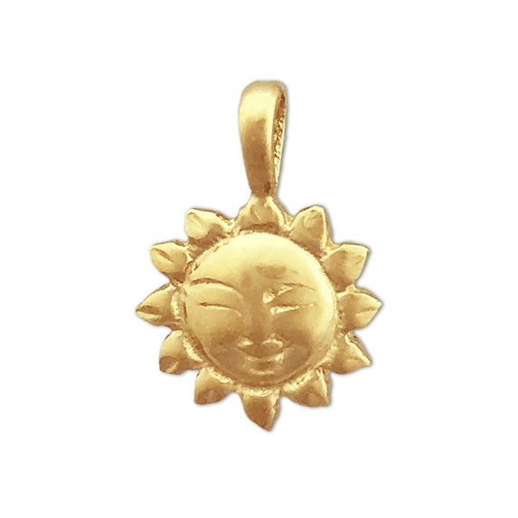14K Gold Smiley Face Sun Charm Slide