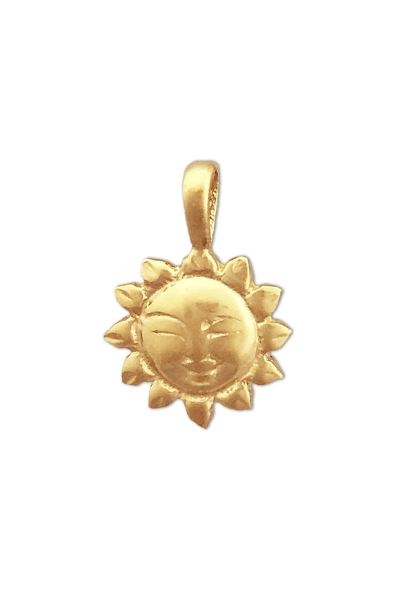 14K Gold Smiley Face Sun Charm Slide