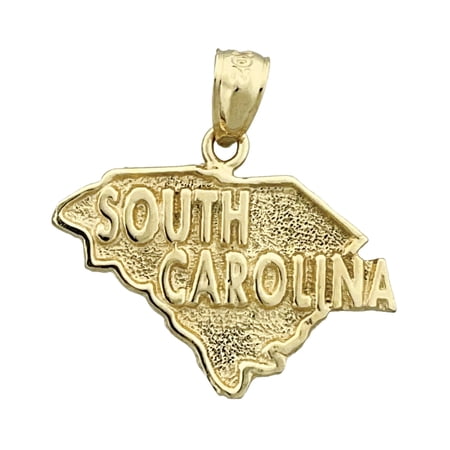 14K Gold South Carolina State Map Pendant