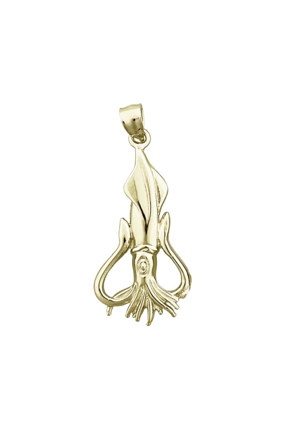 14K Gold Squid Pendant