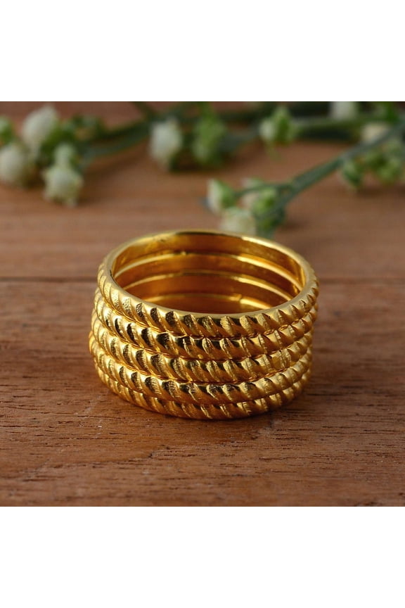 14K Gold Stackable Ring Set Thin Dainty Gold Rings for Women Simple Gold Bands for Wedding or Everyday Wear