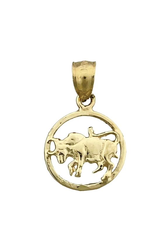 14K Gold Taurus Zodiac Circle Charm