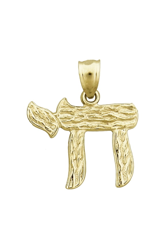 14K Gold Textured Chai Charm