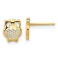 thumbnail image 1 of 14K Gold Textured Owl Post Earrings, 1 of 3