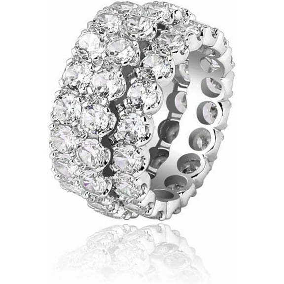 14K Gold Three-Row Mossanite Ring, Men's Hip-Hop Tennis Ring, Sporty Elegance Meets Timeless Charm, Gifts for Men