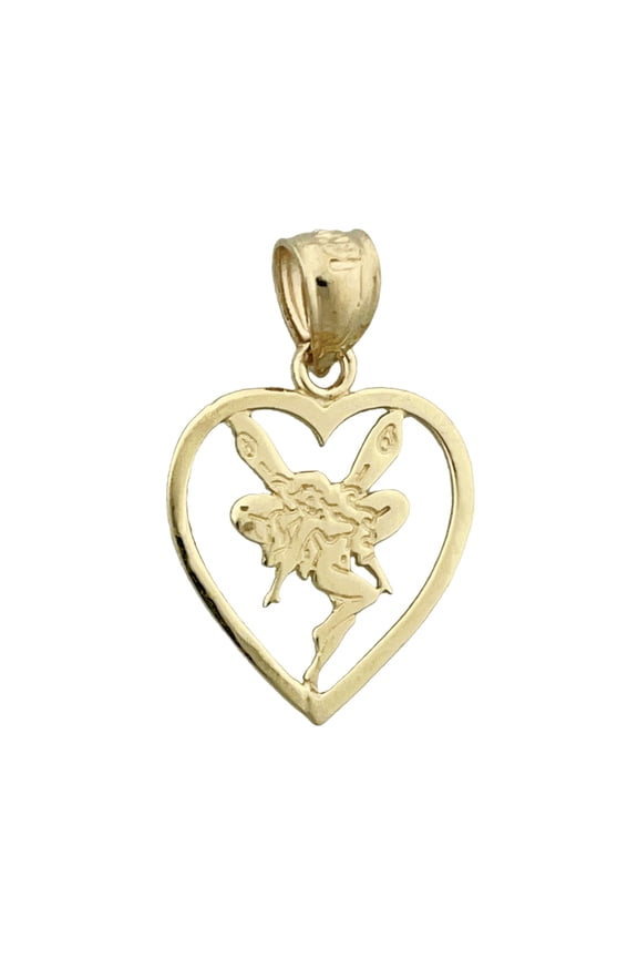 14K Gold Tinkerbell In Heart Charm