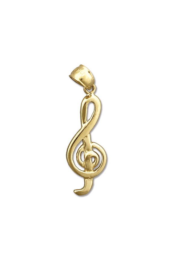14K Gold Treble Clef Music Note Pendant